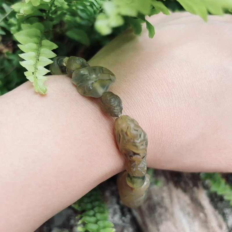 Gobi Stone veined agate raw stone bracelet - Bracelets - Jade Green