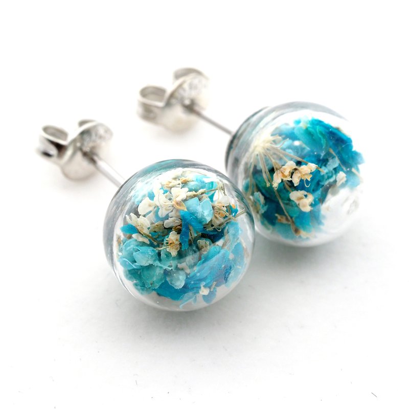 OMYWAY Handmade Dried Flower - Glass Globe - Earrings 1cm - ต่างหู - แก้ว 