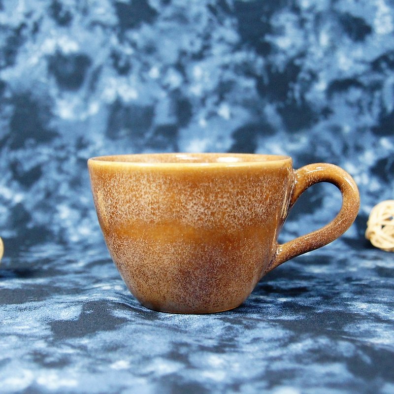 ビーチ波コーヒーカップ、茶碗、マグ、カップ - 約180ml - マグカップ - 陶器 ゴールド