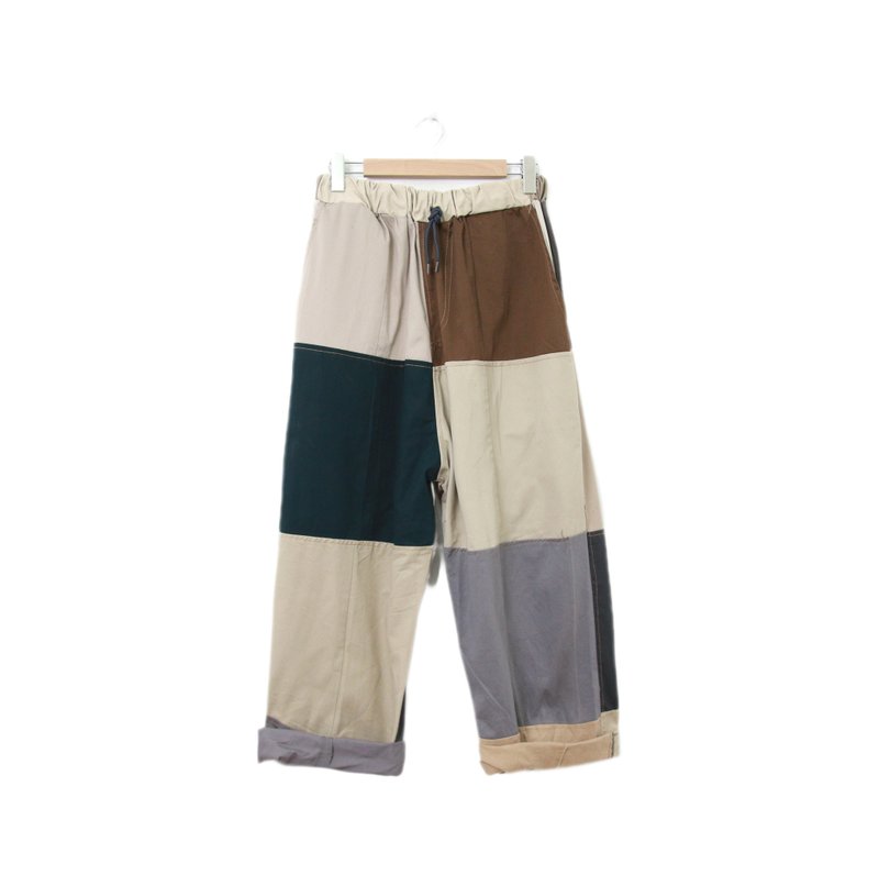 Back to Green-再製拼接褲 復古跳色拼布//p-04 vintage pants - 男長褲/休閒褲 - 棉．麻 