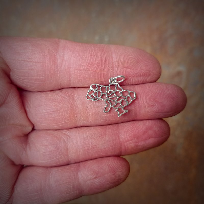 Ukrainian map small silver necklace pendant,Map of Ukraine silver necklace penda - 項鍊 - 銀 銀色