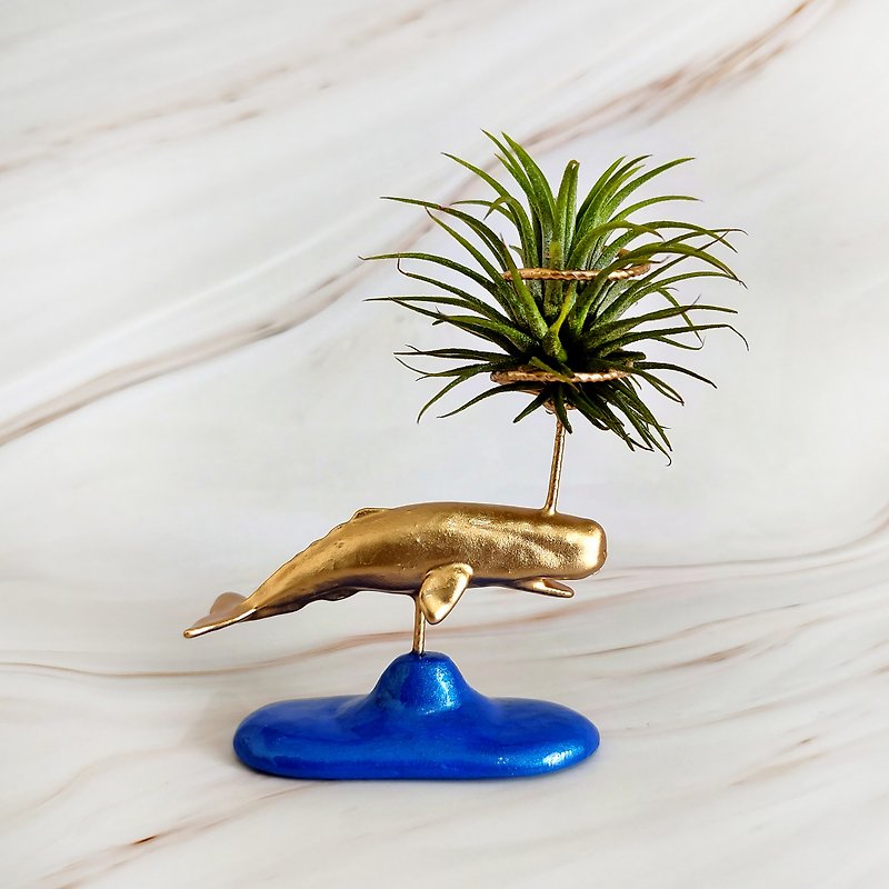 Air Plant Holder (Sperm Whale) for gift and decorate - 植物/盆栽/盆景 - 樹脂 金色