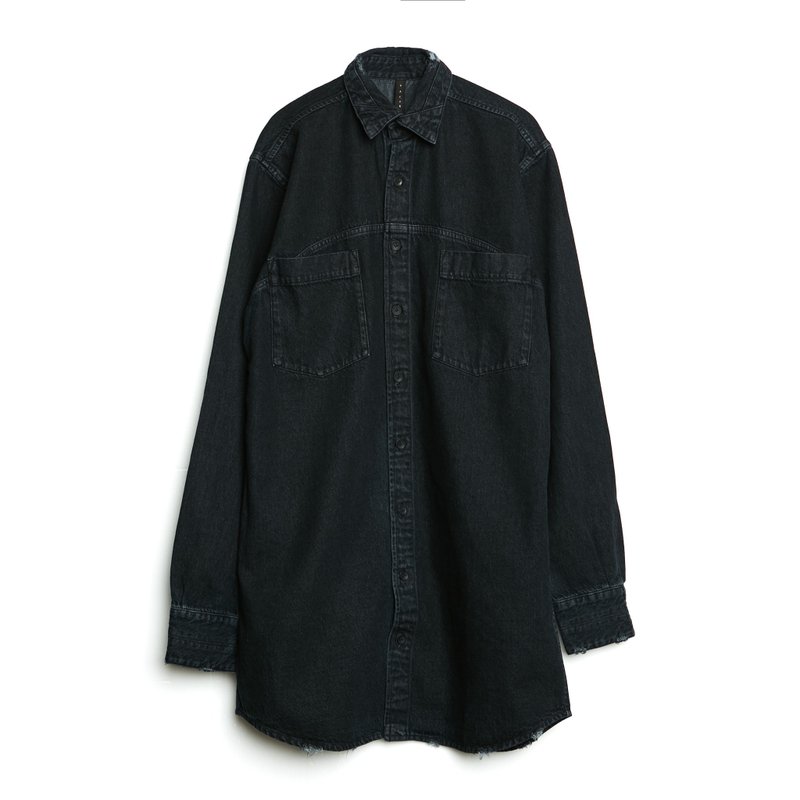 Damaged Denim Shirt - Men's Shirts - Cotton & Hemp Black