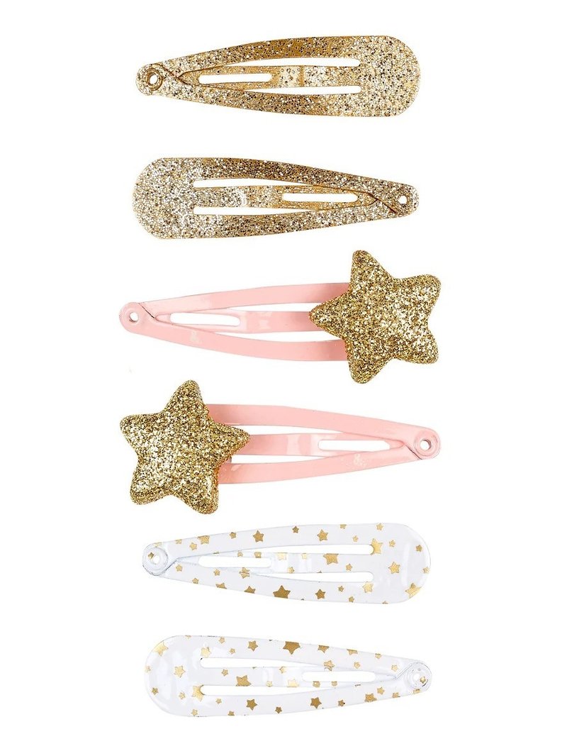 TiDi Dutch Souza gold star hair clip 6-piece set - Hair Accessories - Other Metals Gold