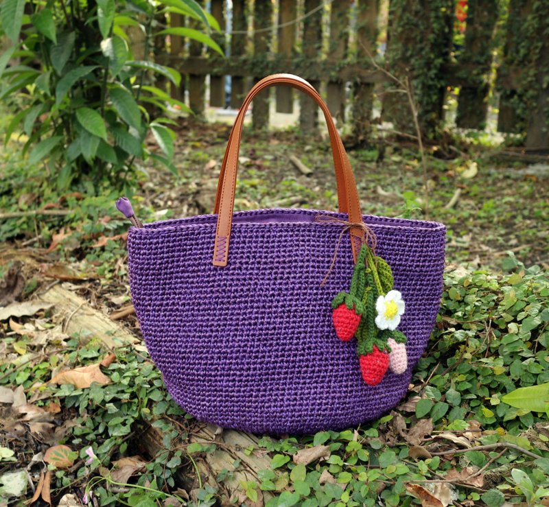 [Customized] ChiChi Handmade - Violet Strawberry Bag - กระเป๋าถือ - วัสดุอื่นๆ สีม่วง