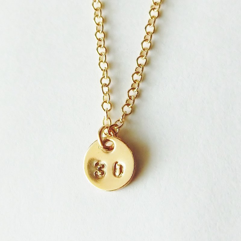 Mini number (number) 2-digit plate necklace - สร้อยคอ - โลหะ สีทอง