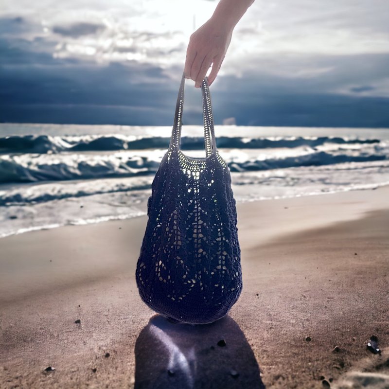 Summer ocean style pattern shopping bag - Handbags & Totes - Cotton & Hemp Blue