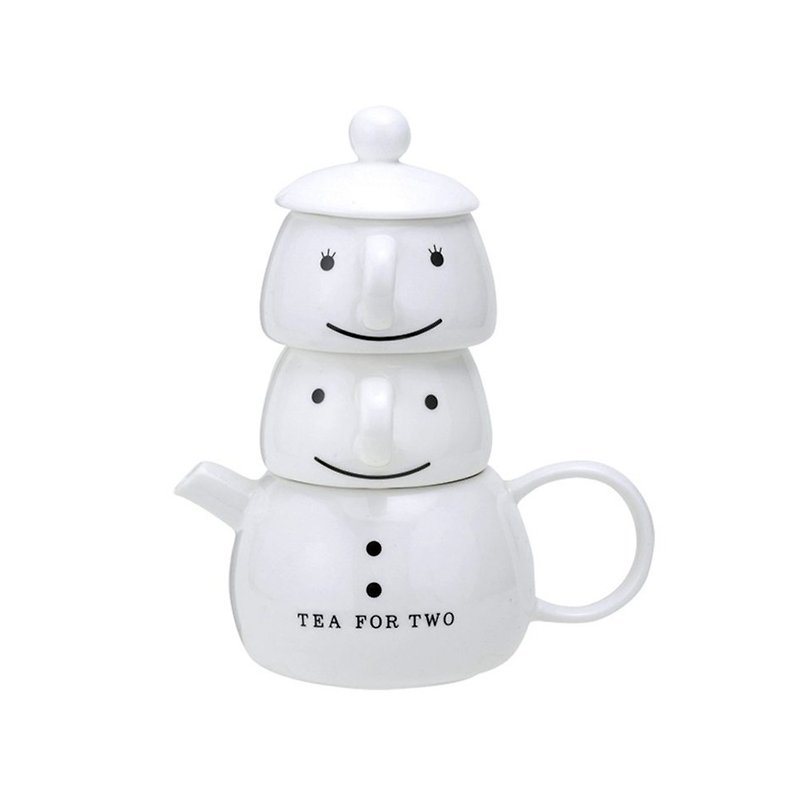 日本 sunart 對杯壺組 - 雪人 - 茶壺/茶杯/茶具 - 陶 白色