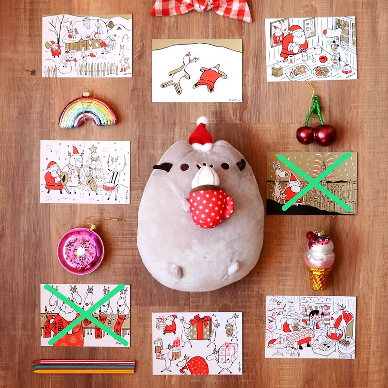 Christmas Card B Package - New 2018 Santa Claus and Elk Daily Postcard: 9-15 (6 sheets) - การ์ด/โปสการ์ด - กระดาษ สีทอง
