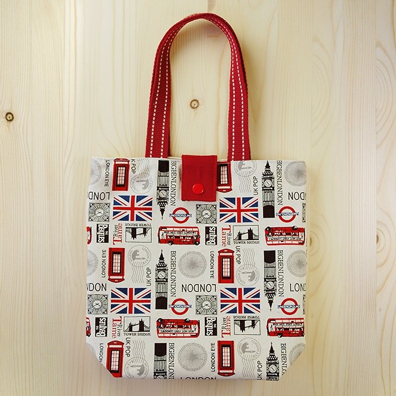British clock handbag - กระเป๋าถือ - ผ้าฝ้าย/ผ้าลินิน สีแดง