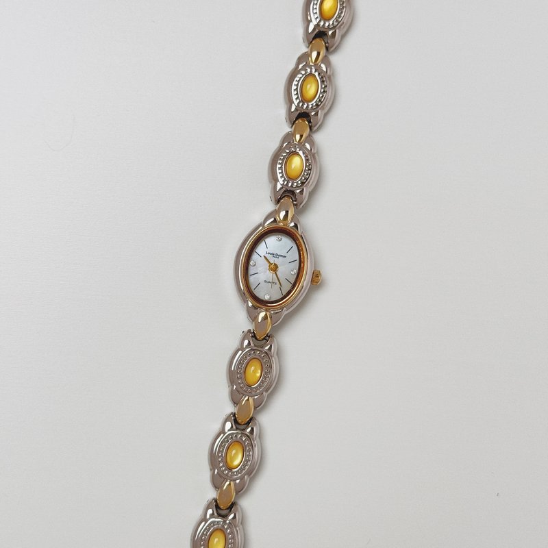 Louis Domar Paris Two Tone With Yellow Stone Bracelet Watch - 女錶 - 其他金屬 