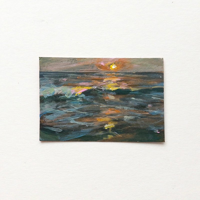 Starry Scenery, Object & Original Painting/Hand-painted/Impressionist Healing Decoration Capture of a Wave - Frame Included - Posters - Paper 