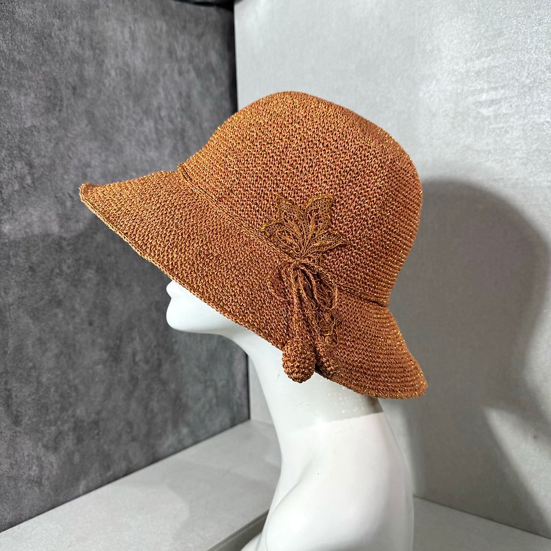 透氣亮橘蔥紗草帽 - 帽子 - 其他人造纖維 橘色