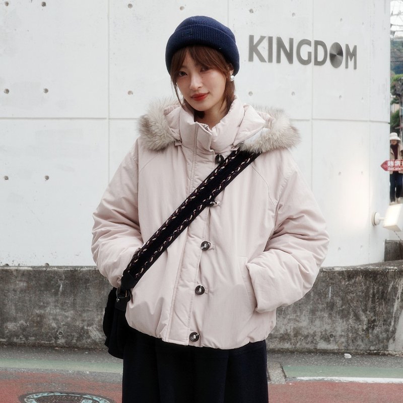 可拆卸連帽羽絨服|外套|兩色|冬款|Sora-1985 - 女大衣/外套 - 聚酯纖維 多色