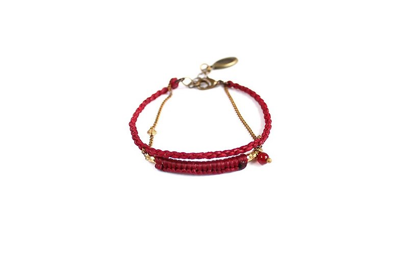 [UNA- excellent Na綷micro] US handmade silk Wax Bronze wire bracelet customized natural Gemstone - อื่นๆ - โลหะ หลากหลายสี