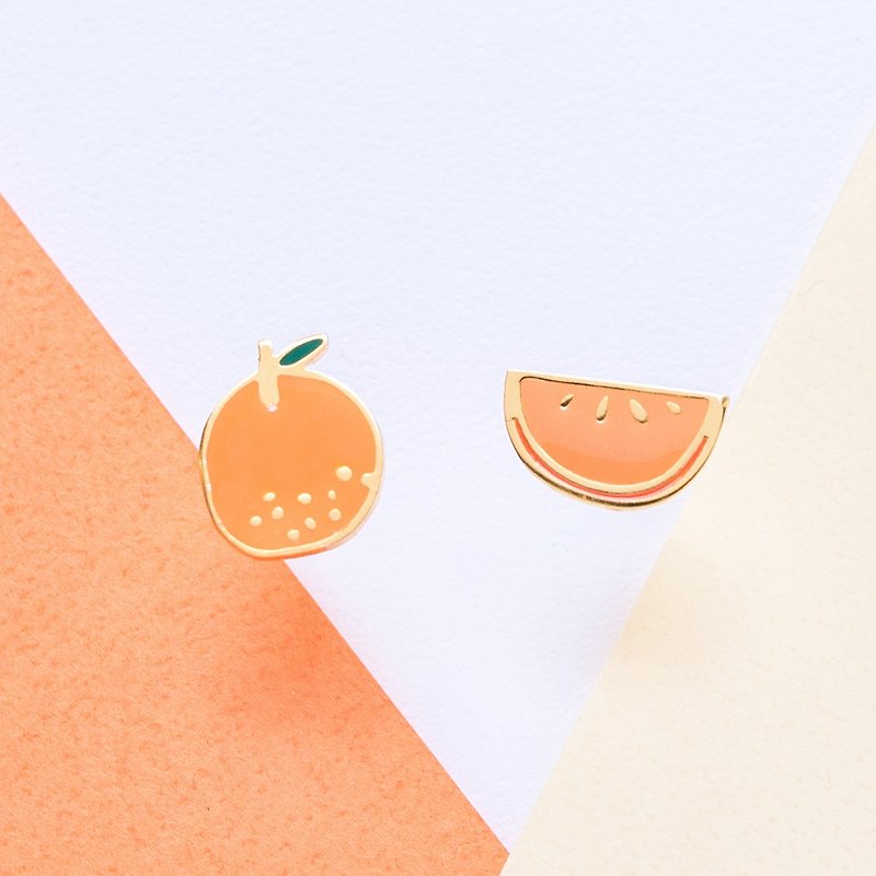 Orange Orange Earrings Clip-On Birthday Gift New Year Gift - Earrings & Clip-ons - Enamel Orange