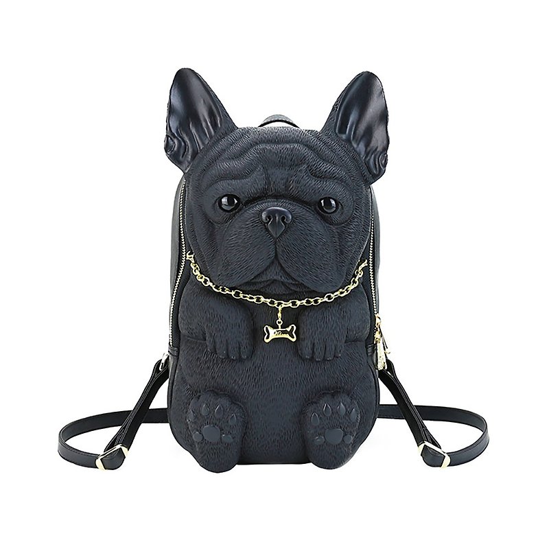香港Adamo 3D Bag法國鬥牛犬後背包個性可愛立體動物雙肩背包書包 - 後背包/書包 - 其他材質 黑色