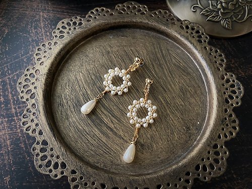 Lady Elegance 施華洛世奇珍珠 繾綣編織圓耳環