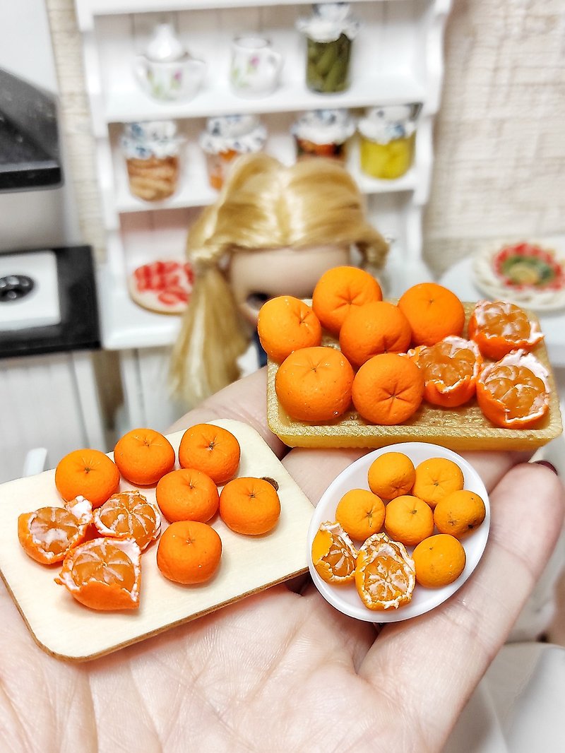 Fruits for dolls - Tangerines - Realistic mandarins - realistic miniature - Stuffed Dolls & Figurines - Clay 