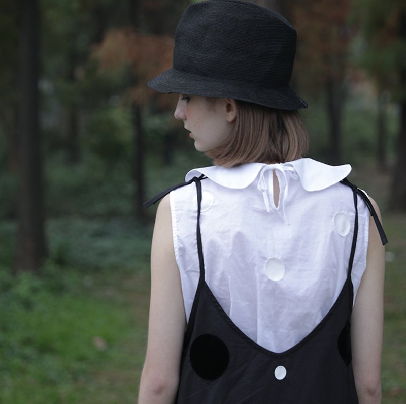 Cotton sleeveless doll vest - เสื้อผู้หญิง - ผ้าฝ้าย/ผ้าลินิน สีเทา
