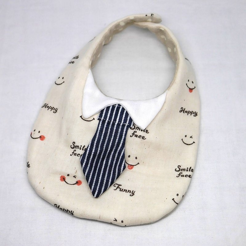 Japanese Handmade 8-layer-gauze Baby Bib / with tie - スタイ - コットン・麻 ホワイト