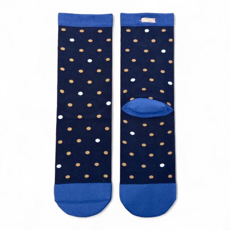 BestTag 小圓點襪 深藍焦糖 22-28cm - 襪子 - 棉．麻 藍色