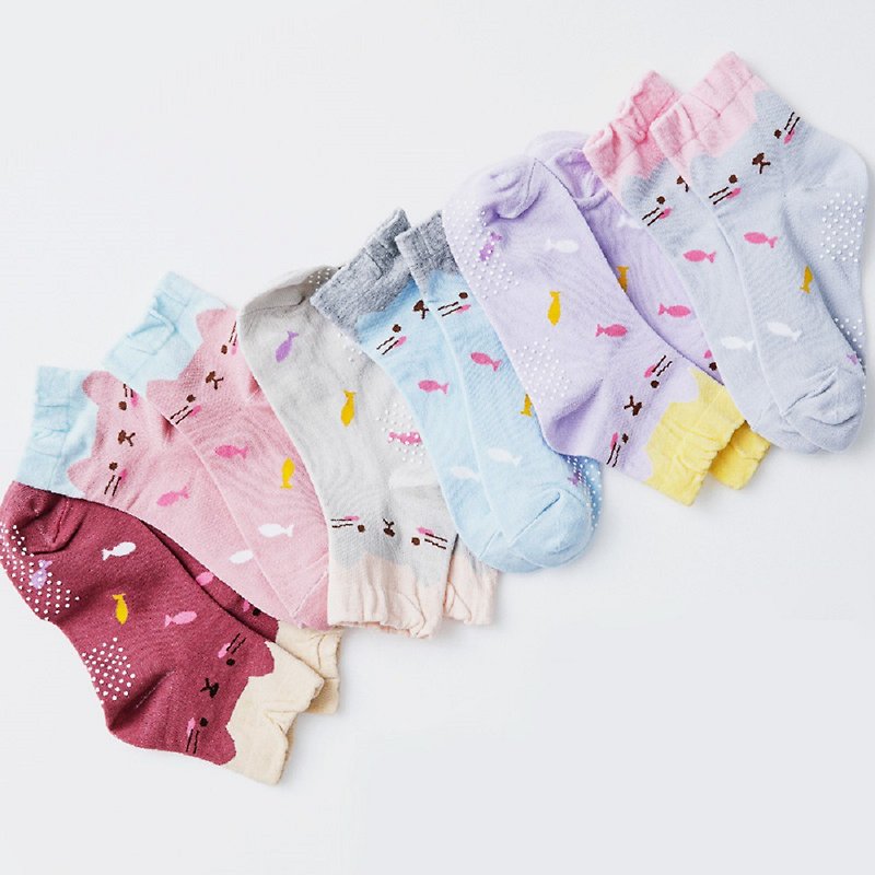 【ONEDER Wanda】Cat Children's Socks 1/2 Socks-3 Pairs OD-A703 (Combination Pack) - Socks - Other Materials 