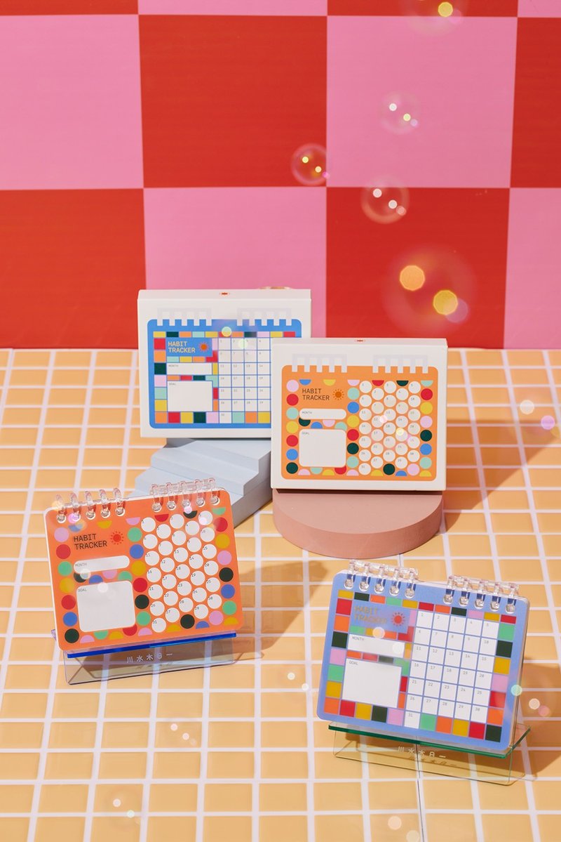川水木日一 無時效打卡表 Habit Tracker - 日曆/月曆/年曆 - 其他材質 多色