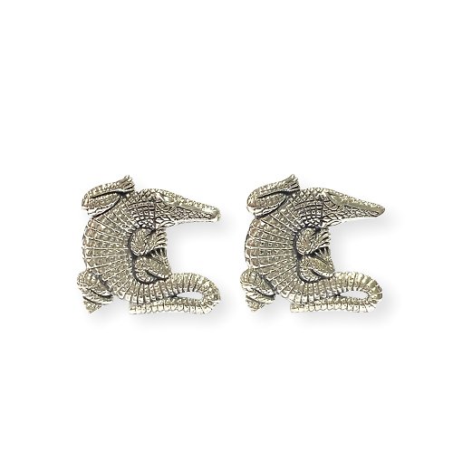 alisadesigns Vintage Style Alligator or Crocodile Cufflinks 925 Sterling Silver Mens Gift