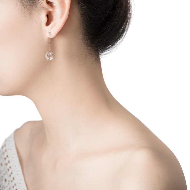 Corolla Rose Gold diamond earrings - ต่างหู - เครื่องเพชรพลอย สีแดง