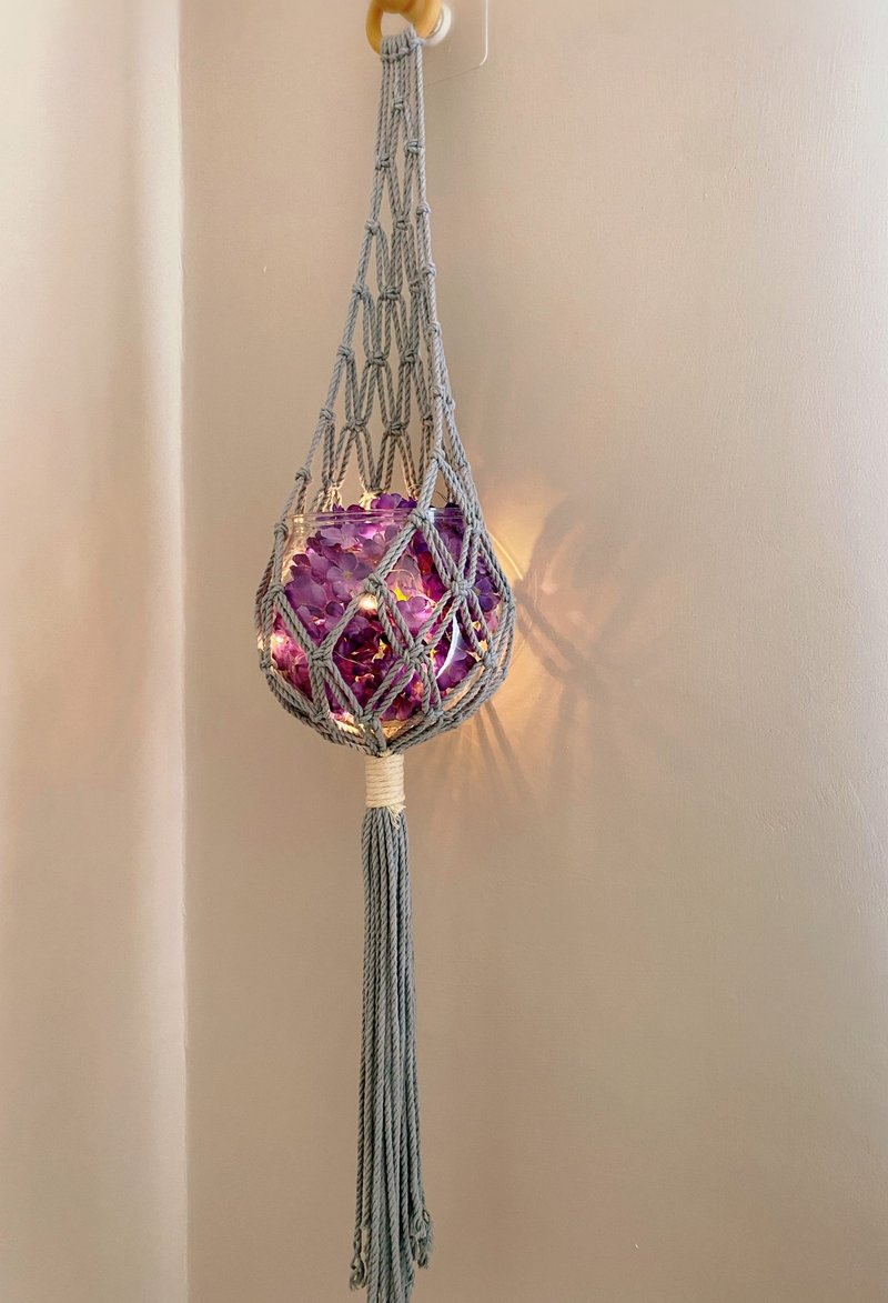 Macrame flower weaving device - Wall Décor - Cotton & Hemp Gray