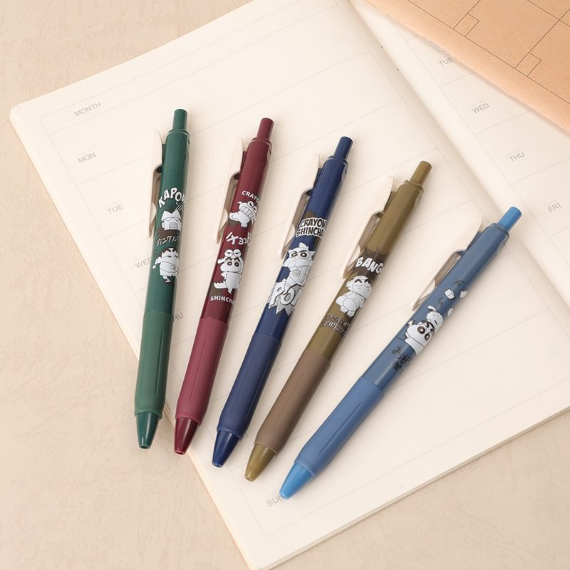 蠟筆小新復古原子筆5入組-正版授權文具 彩色復古色鋼珠筆 小新 - 原子筆/中性筆 - 塑膠 多色
