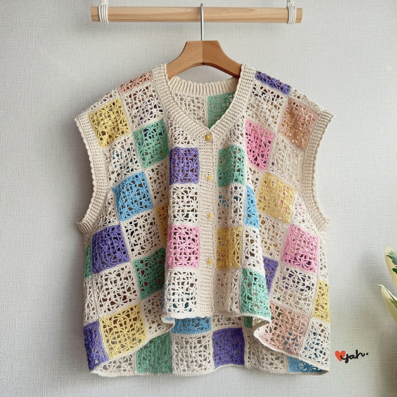 手工鈎織背心外套 - 女裝毛衣/針織衫 - 棉．麻 多色