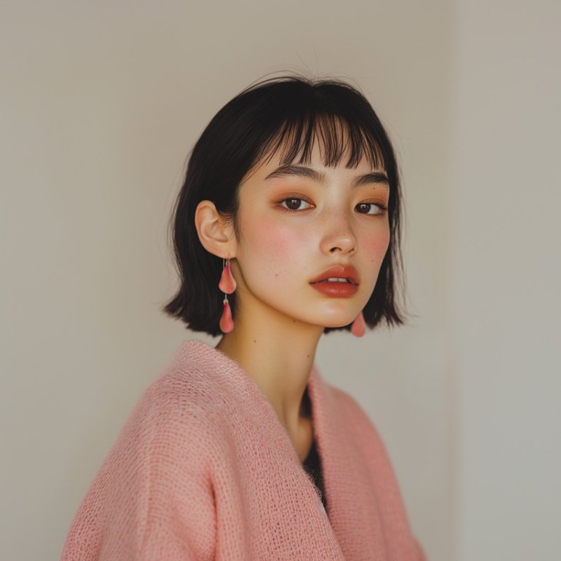 \\ VOGUE掲載作品 // 珊瑚の花びら  (アシンメトリー) - 耳環/耳夾/耳骨夾 - 其他材質 橘色