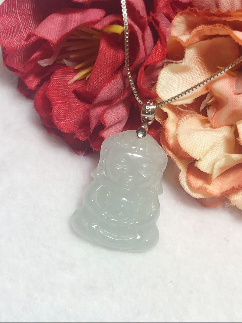 多寶晶石/天然翡翠寶寶佛/冰種/兒童玉珮/小孩玉/保平安/孕婦必備 - 項鍊 - 玉石 透明