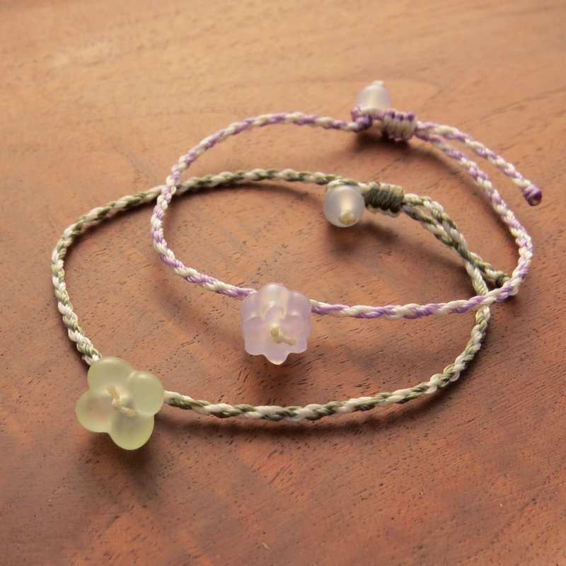 Gemstone series/Small osmanthus carved Xiu jade woven bracelet/Peach blossom crystal energy - Necklaces - Jade Green