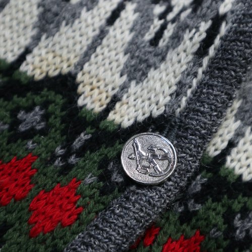 60年代 Jantzen カナダ製 赤白緑 幾何学模様 カーディガン ニット