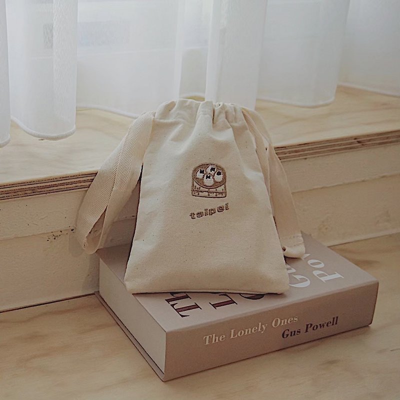 Oliver drawstring pocket storage bag ft. Xiaolongbao | Provide the same style of 150 minimum order customization - กระเป๋าเครื่องสำอาง - ผ้าฝ้าย/ผ้าลินิน 