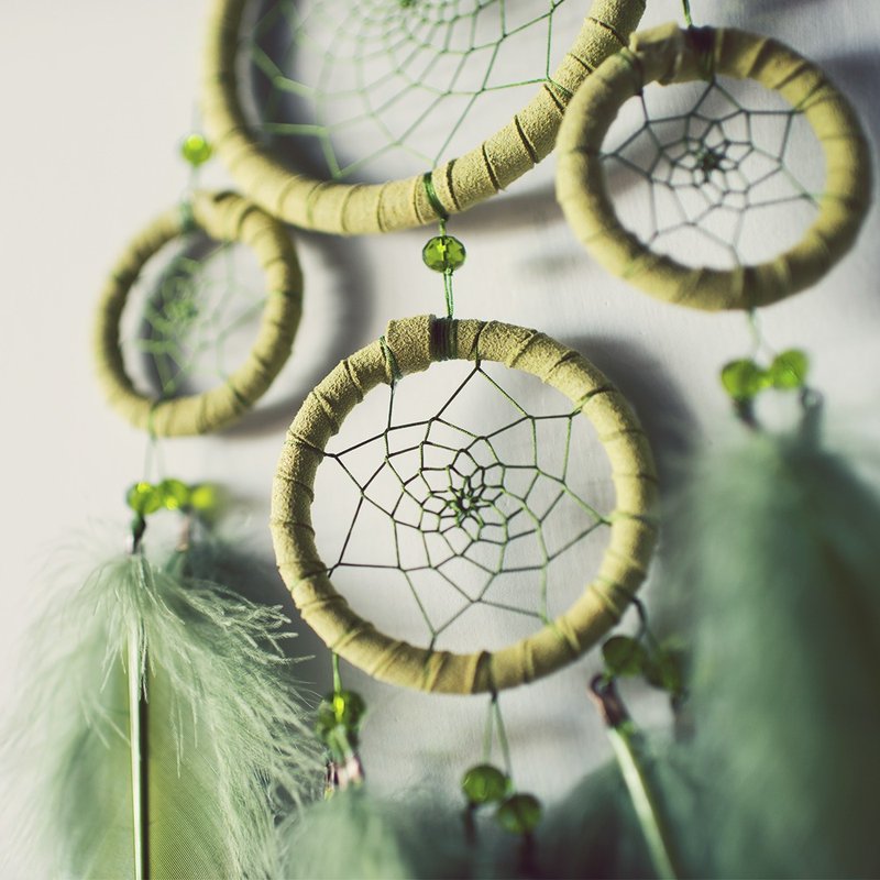 Dream Catcher Material Pack - Grass Green Four Rings - Teaching Without Instructions - อื่นๆ - วัสดุอื่นๆ สีเขียว