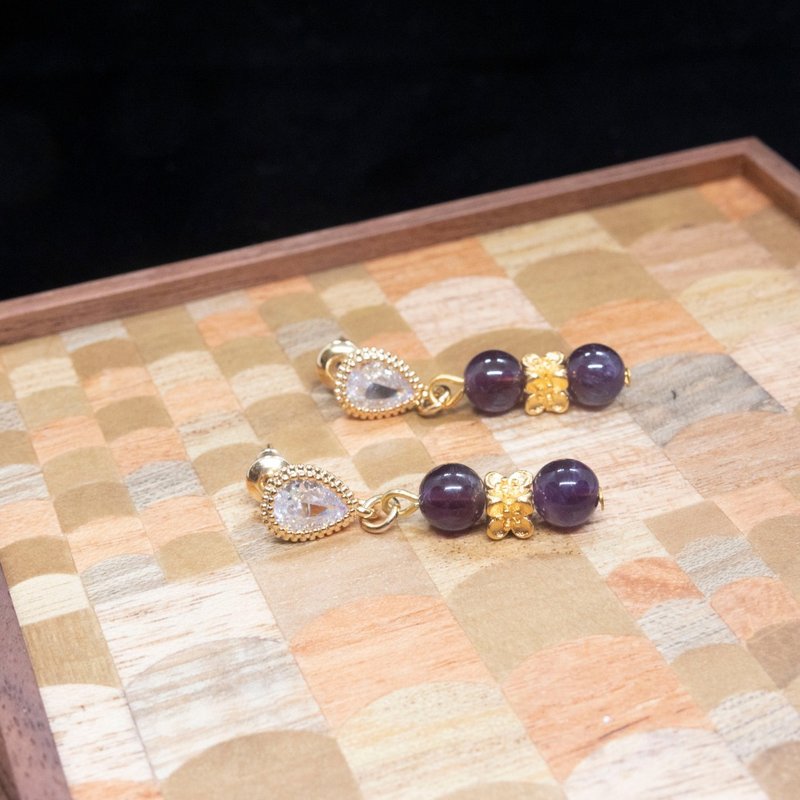 【小娘惹/The Little Nyonya】激發靈感南洋風紫水晶耳環 天然石 - 耳環/耳夾/耳骨夾 - 水晶 