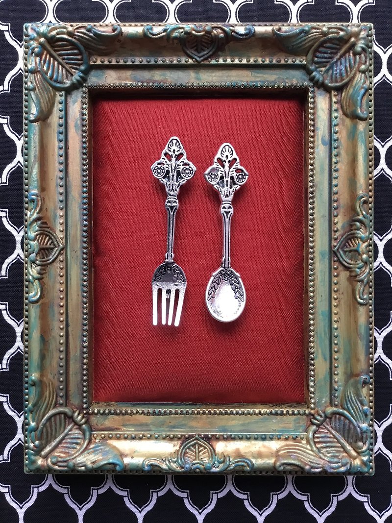 Antique cutlery set with hairpin, Silver and ink - Hair Accessories - Other Metals Silver