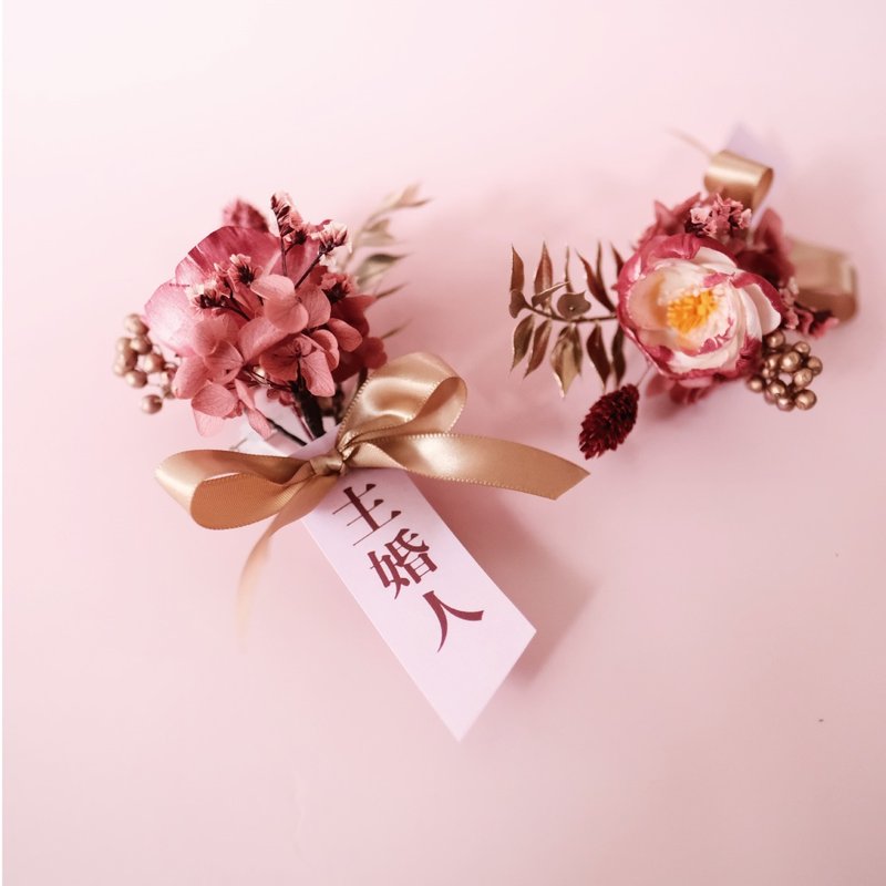 Groom’s corsage | Wedding corsage | Officiant’s corsage | Customized dried Sola flowers - ช่อดอกไม้แห้ง - พืช/ดอกไม้ 