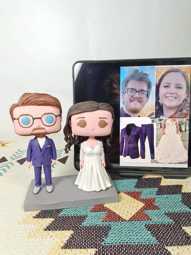 客製化3D人像公仔 訂製手工Funko Pop情侶父母夫妻結婚週年禮物 - 公仔/玩偶 - 黏土 多色