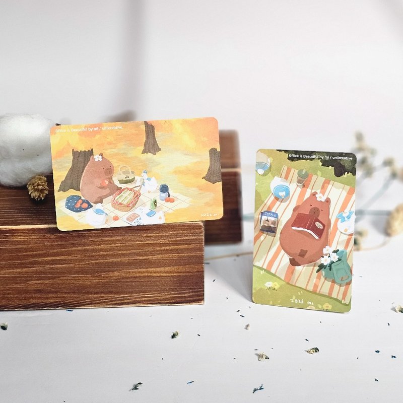 All-in-One Card PLUS | Capybara Store Manager and Ducks - Enjoy the shade/Autumn Picnic - แกดเจ็ต - พลาสติก หลากหลายสี