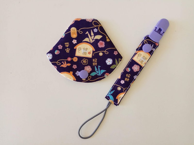 Health word 2-in-1 pacifier clip Miyue gift - ผ้ากันเปื้อน - ผ้าฝ้าย/ผ้าลินิน สีม่วง
