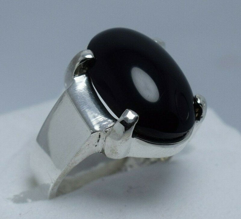 Black Red Yemeni Aqeeq Ring Akik Agate Aqiq Yamani Aqeeq Rings Men's Jewellery - 戒指 - 寶石 黑色