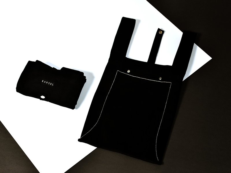 Green shopping bag _ black (M) + (L) offer combination - กระเป๋าแมสเซนเจอร์ - ผ้าฝ้าย/ผ้าลินิน 