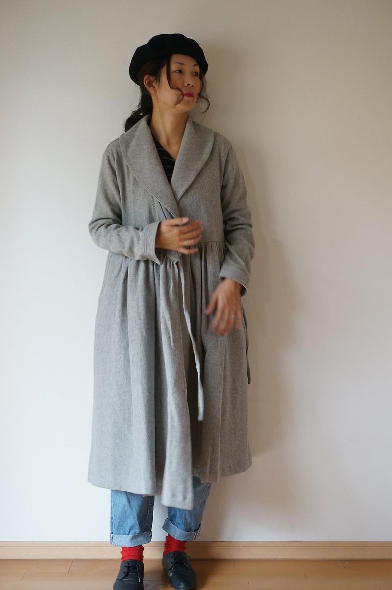 Wool cotton linen robe coat - 外套/大衣 - 棉．麻 