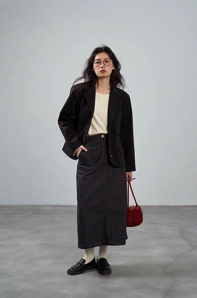 Japanese minimalist classic loose suit - Women's Blazers & Trench Coats - Other Materials Black
