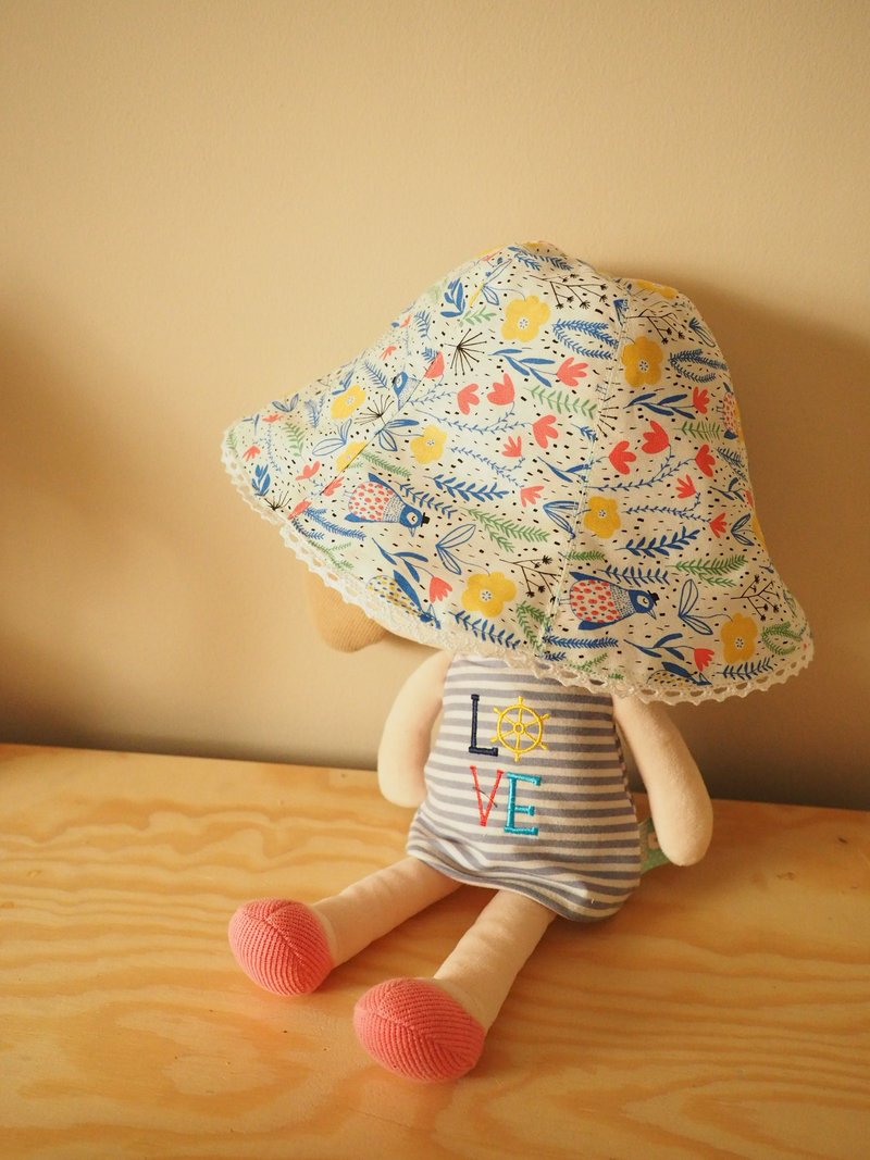 Handmade Reversible Sun Protection Hat Polar bear - หมวกเด็ก - ผ้าฝ้าย/ผ้าลินิน หลากหลายสี